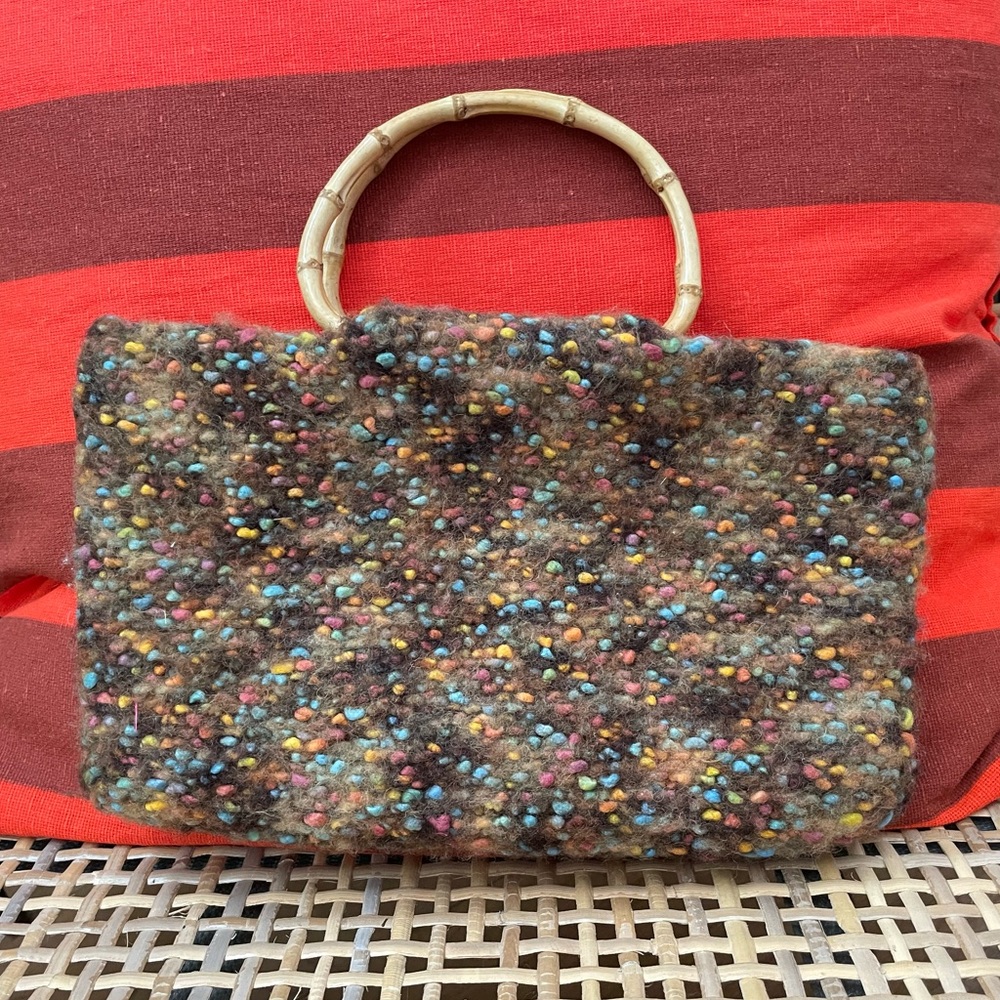 Vintage handmade purse with bamboo handles